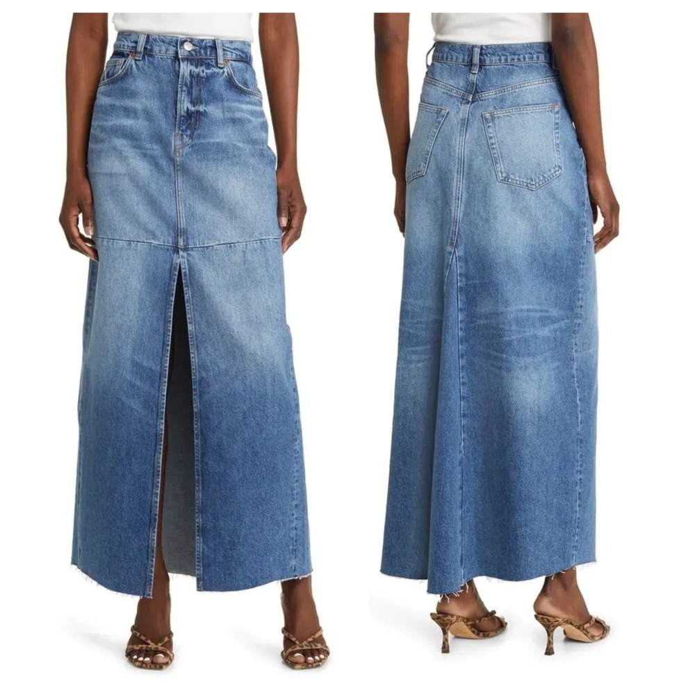 NWT Reformation Tazz Denim Maxi Skirt Size 24 - Picture 7 of 8